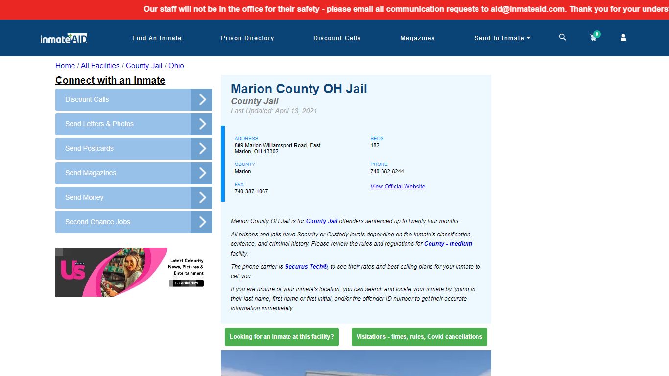 Marion County OH Jail - Inmate Locator - East Marion, OH
